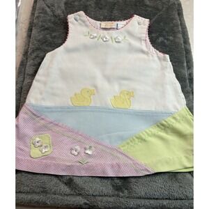 Little Bitty Brand Duck Easter Girl Smocked Dress Pink Green 24 Month